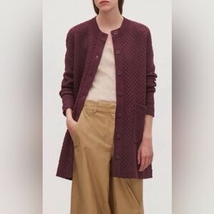COS knit Burgundy Marron textured Cardigan
